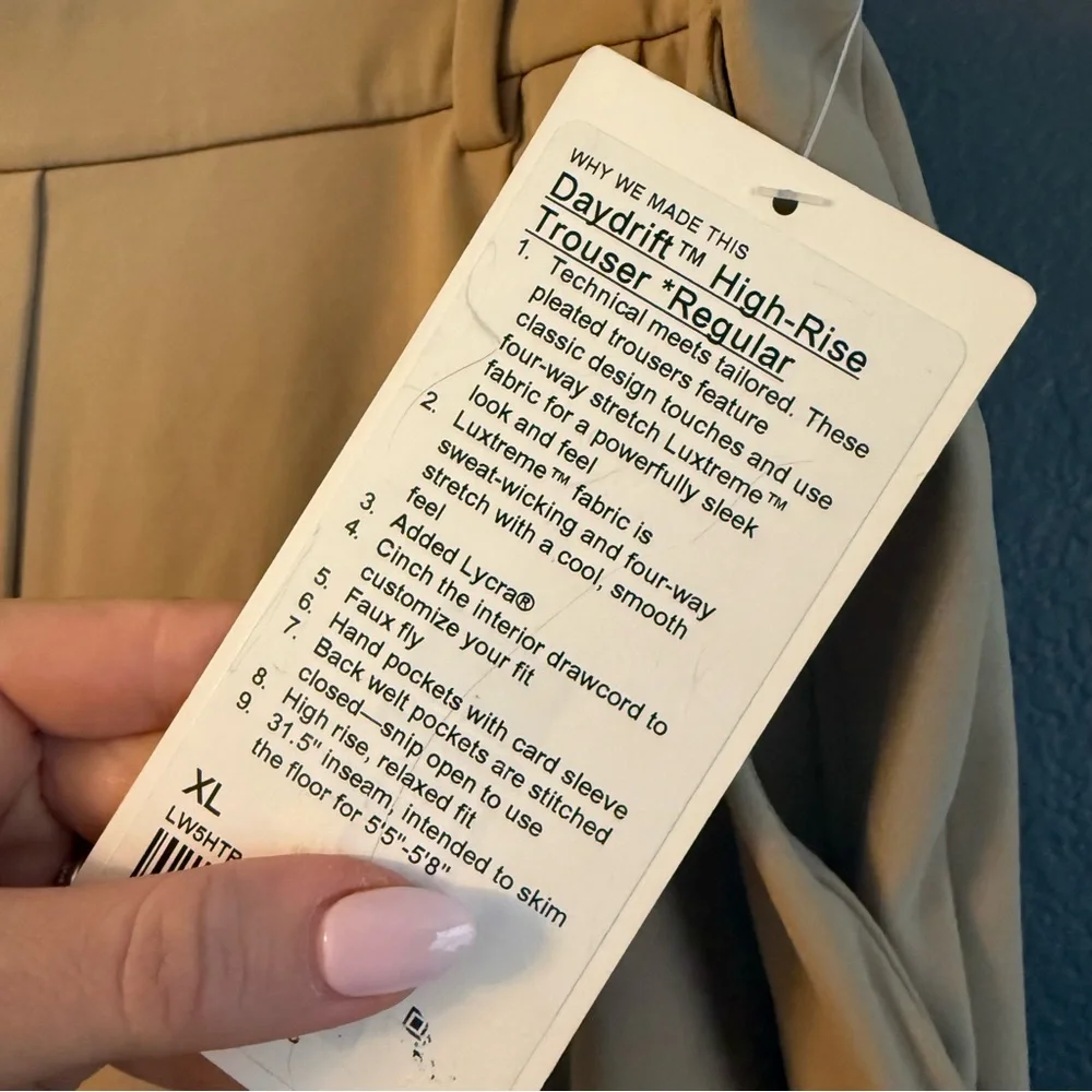 LULULEMON • NWT daydrift high rise trousers regular - tan XL - wide leg - Picture 6 of 9